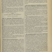 1051 - Page 1043 - Sociétés savantes. Académie de médecine. (Séance du 18 juin 1912). Greffe osseuse pour une pseudarthose ancienne du col du fémur. M. Delbet / Société médicale des hôpitaux. (Séance du 14 juin 1912 [fin]). Essais de sérothérapie antiparaméningococcique. M. Dopter / Pleurésies aseptiques parapneumoniques. MM. Mosny et J. Dumont / Hémorragie méningée sous-arachnoïdienne non traumatique à « forme jacksonienne ». Craniectomie. Guérison. MM. Chiray et J. Rolland / Sur le traitement spécifique des aortites syphilitiques et des anévrismes de l'aorte. MM. Vaquez et Ch. Laubry