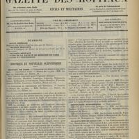 1057 - Page 1049 - Sommaire / Chronique et nouvelles scientifiques. Hôpitaux de Paris / Guerre / Distinctions honorifiques / Voyage d'études médicales / Renseignements