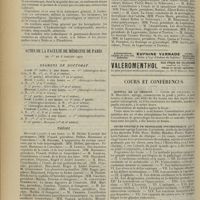 1066 - Page 1058 - Pratique médicale. Traitement de l'hystéralgie ; par M. Sardent / Actes de la Faculté de médecine de Paris du 1er au 6 juillet 1912. Examens de doctorat / Thèses / Cours et conférences. Hôpital de la Charité / Cours pratique de sémiologie psychiatrique, par le Professeur agrégé Laignel-Lavastine... et les docteurs Félix Rose, Barbé, Boudon, Pierre Kahn et Lévi-Valensi...