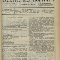 1121 - Page 1113 - Sommaire / Chronique et nouvelles scientifiques. Hôpitaux de Paris / Hôpital civil français de Tunis / Guerre / La déclaration de la tuberculose / Renseignements