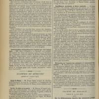 1128 - Page 1120 - Sociétés savantes. Académie des sciences. (Séance du 24 juin 1912). Un procédé pratique de désinfection chirurgicale des mais par la teinture d'iode. M. Taphanel / Immunisation antityphique de l'homme par voie intestinale. MM. Jules Courmont et A. Rochain / Académie de médecine. (Séance du 2 juillet 1912). Eloge de Hamy. M. Pozzi / Le vin, le cidre et la goutte. M. Motais... / Insuffisance surrénale et fièvre typhoïde. M. Emile Sergent / Rétraction de l'aponévrose palmaire et traitement thyroïdien. M. Léopold-Lévi / Société de biologie. (Séance du 29 juin 1912). Sur la différenciation élective des substances grasses du tissu nerveux normal. Les corps biréfringents (2e note). MM. G. Roussy et Guy Laroche
