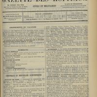 1133 - Page 1125 - Sommaire / Chronique et nouvelles scientifiques. Hôpitaux de Paris / Guerre / Statistique / Une visite de M. le Professeur Ausset... à l'établissement thermal d'Enghien-les-Bains / Renseignements