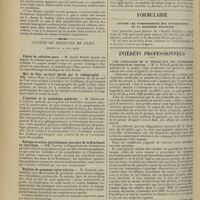 1142 - Page 1134 - Sociétés savantes. Société de médecine militaire française. (Séance du 20 juin 1912). Principes pour l'évacuation des blessés sur le champ de bataille. M. Boigey / Société de médecine de Paris. (Séance du 29 juin 1912). Papier de cellulose pure. M. André Morin / Mal de Pott cervical décelé par la radiographie. MM. Albert Weil et Carl Roederer / L'instinct et la pathologie générale. M. Bérillon / Biologie et action physiologique des eaux de la Bourboule en injections. MM. Gastou et Ferreyrolles / Rupture de grossesse extra-utérine. M. Peraire / Opération de Freund et méconnaissance de la physiothérapie. M. Georges Rosenthal / Coryza et gymnastique respiratoire. M. Marcel Natier / Formulaire. Contre les vomissements des nourrissons et la diarrhée infantile / Intérêts professionnels. Une circulaire de M. Briand sur les expertises d'accidents du travail. [A. Briand]