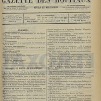 1181 - Page 1173 - Sommaire / Chronique et nouvelle scientifiques. Hôpitaux de Paris / Hôpitaux de Province / Facultés de médecine / Distinctions honorifiques / Renseignements