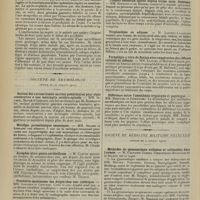 1224 - Page 1216 - Sociétés savantes. Société médicale des hôpitaux. Séance du 12 juillet 1912 (fin). L'albumino-diagnostic des épanchements des séreuses. MM. Mosny, Javal et Dumont / Pyélo-néphrite puerpérale avec septicémie paracolibacillaire. MM. Achard et Saint-Girons / Société de neurologie. (Séance du 12 juillet 1912). Section des racines lombo-sacrées postérieures pour algie consécutive à une méningite cérébro-spinale. MM. Sicard, Bloch et Leblanc, par M. Desmarest / Méralgie paresthésique secondaire. MM. Sicard et Leblanc / Atrophie olivo-ponto-cérébelleuse. M. Claude / Fractures spontanées des doigts chez une tabétique. MM. Gaucher et Crouzon / Paralysie double des sixièmes paires guérie par l'avancement musculaire. MM. Dufour et Rochon-Duvigneaud / Famille d'achondroplastiques. M. Souques / Tumeur cérébrale opérée depuis treize mois. Guérison. MM. Souques et de Martel / Trophoedème ou adipose. M. Laignel-Lavastine / Paraplégie à titre de flexion avec exagération des réflexes cutanés de défense. MM. Klippel et Monier-Vinard / Différence entre l'anesthésie organique et psychique. MM. Babinski et Jarkowski / Société de médecine militaire française. (Séance du 4 juillet 1912 ). Méthodes de gymnastique utilisées et utilisables dans l'armée. M. Castaing