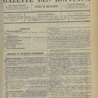 1241 - Page 1233 - Sommaire / Chronique et nouvelles scientifiques. Hôpitaux de Paris / Hôpital Saint-Joseph de Lyon / Facultés de médecine / Guerre / Distinctions honorifiques / Médaille des épidémies / Clinique ophtalmologique (Hôtel-Dieu)