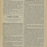 1294 - Page 1286 - Sur la bénignité de la pneumonie chez l’enfant en rapport avec l’origine sanguine de la maladie ; par F. Maillet... / Sociétés savantes. Société médicale des hôpitaux. (Séance du 26 juillet 1912). Méningite cérébro-spinale à méningocoques. Sérothérapie. Mort par anaphylaxie. MM. Lesné et Besset / Insuffisance surrénale aiguë avec syndrome péritonéal. MM. Siredey, Lemaire et Israël de Jong / Méningite cérébro-spinale due au bacille de Friedlander. MM. Siredey, Lemaire et Israël de Jong / Essai de peroxydo-diagnostic. MM. Marfan, P.-J. Ménard et Saint-Girons / Syndrome clinique et cytologique de méningite au cours d’une hémorragie cérébrale. MM. H. Rendu et Ch. Flandin / Maladie d’Addison à forme récidivante et galopante ; nigritie buccale totale ; pigmentation cutanée sous forme de macules disséminées. M. G. Caussade et Mlle D. Blanchier