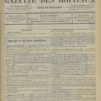 1301 - Page 1293 - Sommaire / Chronique et nouvelles scientifiques. Hôpitaux de Province / Hôpital civil de Mustapha / Écoles des médecine / Marine / Distinctions honorifiques / Syndicat des médecins de la Seine