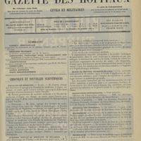 1337 - Page 1329 - Sommaire / Chronique et nouvelles scientifiques. Facultés de médecine / Académie royale de médecine de Belgique / Section technique du service de santé / École du service de santé de Lyon / Distinctions honorifiques / Médaille des épidémies / Statistique / Nécrologie / Renseignements