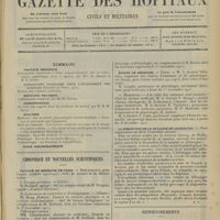 1409 - Page 1401 - Sommaire / Chronique et nouvelles scientifiques. Faculté de médecine de Paris / Écoles de médecine / La diminution de la natalité en Allemagne / Renseignements