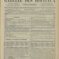 1433 - Page 1425 - Sommaire / Chronique et nouvelles scientifiques. Hôpitaux de Paris / Ier Congrès international le pathologie comparée / Aéronautique militaire / Statistique / Tabac et choléra