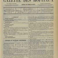 1481 - Page 1473 - Sommaire / Chronique et nouvelles scientifiques. Hôpitaux de Province / Guerre / Une nouvelle tentative de greffe / Nécrologie