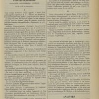 1497 - Page 1489 - Clinique chirurgicale de « La joliette ». Arthrite blennorragique aiguë avec hydarthrose. Tentative d’autosérapie. Guérison ; par M. Lop... / Analyses. Médecine. L’onyxis des confiseurs, maladie professionnelle. (Max Strauss. Deut. med. Woch., 2 mai 1912). [A. Lemierre]