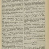 1611 - Page 1603 - Sociétés savantes. Académie de médecine. (Séance du 8 octobre 1912). La déclaration obligatoire de la tuberculose. M. Letulle / Traitement local de l'angine de Vincent par l'arsenobenzol. M. Achard / La vaccination antityphique par le vaccin polyvalent. Ses résultats préventifs dans une grave épidémie (Avignon, juin-août 1912). M. H. Vincent / Appendicite. M. Boeckel / Analyses. Médecine. Le rétrécissement expérimental de la cavité du ventricule gauche, et son influence sur la pathogénie de l'oedème pulmonaire mécanique. (A. Montanari. Riforma medica, 17 février 1912...). [A. Gaullieur l’Hardy]