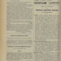 1638 - Page 1630 - Correspondance. [Dr Suarez de Mendoza] / Notes de thérapeutique. Posologie de la digitaline dans l’angine de poitrine / Actes de la Faculté de médecine de Paris du 21 au 26 octobre 1912. Thèses / Articles originaux des principales publications françaises et étrangères. Clinique / Journal médical de Bruxelles / Montpellier médical / Tunisie médicale