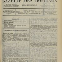 1701 - Page 1693 - Sommaire / Chronique et nouvelles scientifiques. Hôpitaux de Paris / Hôpitaux de Province / Facultés de médecine / Écoles de médecine / Guerre / Jubilé du Professeur Charles Richet