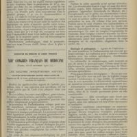 1721 - Page 1713 - L’origine tuberculeuse des troubles menstruels ; par M. Joseph Hollos... / Association des médecins de langue française. XIIIe Congrès français de médecine [Paris, 13-16 octobre 1912]. Les colites infectieuses aiguës. Colites infectieuses aiguës chez l’adulte. Rapport par M. A. Cade...
