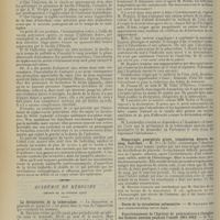 1742 - Page 1734 - Sociétés savantes. Académie des sciences. (Séance du 21 octobre 1912). Sur l'action du vaccin antityphoïdique polyvalent chez les personnes en état d'infection latente par le bacille d’Eberth. M. H. Vincent / Académie de médecine. (Séance du 29 octobre 1912). La déclaration de la tuberculose / Hémorragie puerpérale grave, transfusion directe du sang. Guérison. M. Oui... / Fonctionnement de l'Institut de puériculture à l'Hospice des Enfants Assistés pendant l’année 1911-1912. M. Variot...