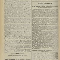 1760 - Page 1752 - Sociétés savantes. Société de chirurgie. (Séance du 30 octobre 1912). Kystes non parasitaires du foie. M. Tuffier / Présentations de malades. M. Morestin / Société de médecine de Paris. (Séance du 26 octobre 1912). Calcul de l’appendice. MM. Dauriac et Desternes / Déclaration obligatoire de la tuberculose / Livres nouveaux. Le lait desséché, par M. le Professeur Ch. Porcher... [M. Brelet] / Traitement de la surdité par la rééducation de l'ouïe, par A. Maurice. [L. Gayard]