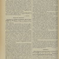 1776 - Page 1768 - Analyses. Médecine. Recherche positive du bacille de la lèpre dans le contenu d'une pustule vaccinale chez un lépreux. (L. Mérian. Cent. f. innere Med., 5 oct. 1912...). [A. Lemierre] / Médecine infantile. Les lésions du cartilage de conjugaison chez un achondroplase de trois ans. (L. Tixier. La Pédiatrie pratique, 25 sept. 1912). [B. Gayard] / Des épisodes méningés tuberculeux curables. (Barbier et J. Gougelot. Arch. de méd. des enf., avril 1912). [B. Gayard] / Chirurgie. Observations sur la symptomatologie et le diagnostic des côtes cervicales. (Joseph L. Miller. Amer. journ. of the med... déc. 1911...) - Première côte dorsale anormale simulant une côte cervicale. (Jacob Hvoslef. Journ. Minnesota state med. assoc., and Northwestern Lancet... 1er juin 1911...). [F. Gardner]
