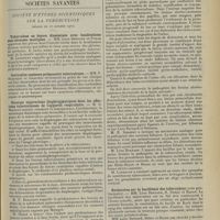 1809 - Page 1801 - Jurisprudence. Responsabilité et expertise médicales. [R.-Marcel Petit] / Sociétés savantes. Société d’études scientifiques sur la tuberculose. (Séance du 17 octobre 1912). Tuberculose en foyers disséminés avec localisations sous-séreuses multiples. MM. Léon Bernard et Porak / Corticalite caséeuse pulmonaire tuberculeuse. MM. F. Bezançon et Gastinel / Diverses expressions diaphragmatiques dans les affections tuberculeuses de l'appareil respiratoire. M. G. Maingot / Lésions ulcéro-caséeuses et dilatation du bassinet dans la tuberculose rénale. Variétés anatomiques de la forme infiltrée ulcéro-caséeuse. MM. Maurice Heitz-Boyer et Paul Braun / Recherches sur la bacillémie des tuberculeux (note préliminaire). MM. Léon Bernard, R. Debré et Baron