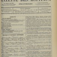 1845 - Page 1837 - Sommaire / Chronique et nouvelles scientifiques. Hôpitaux de Paris / Hôpitaux de Province / Facultés de médecine / Ministère des finances