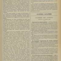 1917 - Page 1909 - Les complications articulaires de la rougeole ; par MM. R. Crémieu... et A. Lacassagne... / Sociétés savantes. Académie des sciences. (Séance du 18 novembre 1912). Eveil tardif des centres bulbaires. M. Pierre Bonnier / De l'inoculation intraveineuse des bacilles typhiques morts à l'homme. MM. Ch. Nicolle, A. Conor et E. Conseil / Sur la polyvalence des sérums antityphiques. MM. A. Lumière et J. Chevrotier