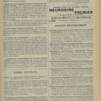 1937 - Page 1929 - Sociétés savantes. Société de médecine de Paris. (Séance du 23 novembre 1912). Bactériothérapie lactique. M. Alquier / Modification de composition d'une eau thermale par une secousse sismique. M. Chassevant, les observations avec M. Poirot-Delpech / Le XIIIe Congrès français de médecine. M. Paul Bourdel / Traitement par l'arsenobenzol. M. Bulliard, M. Paul Guillon / Traitement de l'artériosclérose par les eaux sulfatées calciques. M. Etterlen / Livres nouveaux. Clinique et thérapeutique obstétricales du praticien, par MM. Rudaux, Grosse et Le Lorier. [M. Delestre] / Les régimes des arthritiques. Alimentation et cuisine rationnelles pour les goutteux et rhumatisants, dyspeptiques, hépatiques, néphrétiques, obèses, diabétiques, artérioscléreux, par les Docteurs G. Bardet et P. Bouloumié. [A. Gaullieur l’Hardy] / Bulletin bibliographique