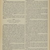 2000 - Page 1992 - Sociétés savantes. Société médicale des hôpitaux. (Séance du 6 novembre 1912). Pseudo-perforation intestinale suivie de perforation vraie au cours d une fièvre typhoïde. MM. P. Oulmont et M. Delort / Ophtalmoplégie bilatérale au cours d'une fièvre typhoïde. MM. A. Lemierre, E. May et M. Collet / Société de chirurgie. (Séance du 4 décembre 1912). Traitement du cancer par le radium. M. Reynier