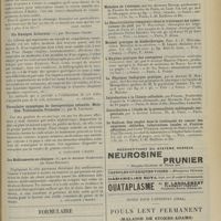 2017 - Page 2009 - Livres nouveaux. Valeur de la néphrectomie dans la tuberculose rénale, par André Boeckel. [Léon Imbert] / Die Roentgen Litteratur, par Hermann Gocht. [G. Legros] / Formulaire synoptique de thérapeutique infantile. Maladies. Traitements. Formules, par H. Legrand. [A. Gaullieur l’Hardy] / Les médicaments en clinique, par le Docteur Scheffler... [A. Gaullieur l’Hardy] / Formulaire. Anorexie / Bulletin bibliographique / Notes pour l’internat (oral). Pouls lent permanent (maladie de Stokes-Adams)