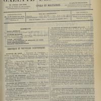 2069 - Page 2061 - Sommaire / Chronique et nouvelles scientifiques. Hôpitaux de Paris / Hôpitaux de Province / Facultés de médecine / Écoles de médecine / Guerre / Le service de santé de l’armée Bulgare / Contre la dépopulation