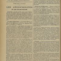 0058 - Page 46 - Articles originaux des principales publications françaises et étrangères. Tunisie médicale / Union médicale et scientifique du Nord-Est / Notes pour l'internat. Les angiocholites et les cholécystites (A suivre)