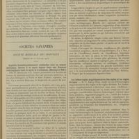0087 - Page 75 - Actualités. Les inhalations et les injections sous-cutanées d'oxygène. [M. Brelet] / Sociétés savantes. Société médicale des Hôpitaux. (Séance du 10 janvier 1913). Syphilis broncho-pulmonaire confondue avec un cancer médiastin. Retour à la santé depuis deux ans. Examen radiologique avant et après le traitement. (Hectine et 606). MM. R. Bensaude et E. Emery / Valeur diagnostique et pronostique de certaines manifestations congestives sur les tractus digestif au cours des toxi-infections. M. H. Triboulet / Les hémorragies supplémentaires des règles et les règles divisées. M. P. Emile-Weil