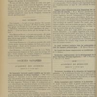 0102 - Page 90 - Séance annuelle de la Société de chirurgie du 15 janvier 1913. Éloge de M.-A.-D. Guinard (1856-1911 ) ; par M. E. Rochard... / Prix décernés / Sociétés savantes. Académie des sciences. (Séance du 6 janvier 1913). De l'immunité vaccinale passive conférée par les injections intraveineuses de sérum variolique. MM. Pierre Teissier, P. Gastinel et P.-L. Marie / Rapports entre l'alimentation et les dimensions des caecums chez les canards. M. A. Magnan / Académie de médecine. (Séance du 14 janvier 1913). Traitement thyroïdien de la rétraction de l'aponévrose palmaire. M. le Professeur Gilbert, un travail de M. Léopold Lévi / Etude d'acoustique pour l'audition et la phonation. M. André Castex