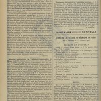 0122 - Page 110 - Analyses. Chirurgie. Traitement des anévrismes sacciformes par l'introduction d'un fil métallique et l'électrolyse. (Hobart Amory Hare. Journ. of the amer. med. assoc...). [F. Gardner] / Récentes applications de l'endoanévrismorraphie de Matas. (John H. Gibbon. Journ. amer. med. Assoc...). [F. Gardner] / Traitement chirurgical de l'anévrisme aortique. (J. A. C. Macewen. Ann. of surg...). [F. Gardner] / Actes de la Faculté de médecine de Paris du 27 janvier au 1er février 1913. Examens de doctorat / Thèses