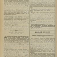 0200 - Page 188 - Sociétés savantes. Société de chirurgie. (Séance du 22 janvier 1913). Le sérum antitétanique. M. Riche, une observation de MM. Curtillet et Lombard / Plaies par coup de feu. M. Rouvillois / Tumeur fibreuse de la voûte plantaire. M. Routier / Kyste hydatique du poumon. M. Morestin / Abcès du foie. M. Morestin / Société de biologie. (Séance du 25 janvier 1913). Sur l'action cardio-vasculaire de certains extraits d'hypophyse. MM. Claude et Porak / Nouvelles recherches sur la bourse de Fabricius. MM. Retterer et Lelièvre / Sur les toxines tuberculeuses et leurs antitoxines. M. Albahary / Action des acides aminés sur la sécrétion pancréatique. M. Frouin / Election. M. Roule / Pratique médicale. Comment on réalise une révulsion efficace ; par M. E. Maral
