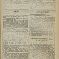 0223 - Page 211 - Chronique et nouvelles scientifiques. Clinique d'accouchement et de gynécologie / Variétés. A propos de la révision du procès Laffarge / Livres nouveaux. Manuel pratique de kinésithérapie. Fasc. VI : Les traumatismes et leur suite, par L. Durey. [M. Lance] / Actes de la Faculté de médecine de Paris du 10 au 15 février 1913. Thèses