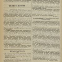 0248 - Page 236 - Analyses. Chirurgie. Le tétanos comme complication des brûlures. (C. Newberger. Amer. Journ. of child. diseases...). [M. Lance] / Pratique médicale. Agar-agar et constipation / Livres nouveaux. La désarticulation temporaire dans le traitement des tuberculoses du pied [Annales de la clinique chirurgicale du Professeur Pierre Delbet...], par Paul Hallopeau... [M. Lance] / Le divorce des aliénés, par le Docteur Lucien Graux... [A. Gaullieur L'Hardy] / La tuberculose pulmonaire. Maladie évitable. Maladie curable, par le Professeur Brunon... [B. Gayard]