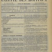 0285 - Page 273 - Sommaire / Chronique et nouvelles scientifiques. Hôpitaux de Paris / Commission supérieure de l'enseignement médical / Faculté de médecine de Paris / Facultés de médecine / Écoles de médecine / École d'application du service de santé colonial / L'incident Mirman-Gaucher / Distinctions honorifiques