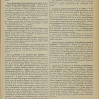 0327 - Page 315 - Sociétés savantes. Société médicale des Hôpitaux. (Séance du 14 février 1913). Un cas de pneumonie à pneumobacilles de Friedlander avec septicémie. MM. Mosny et Pruvost / Un cas de méningite à paraméningocoque traitée et guérie par le sérum antiparaméningococcique. MM. H. Méry, H. Salin et Wilborts / Sur la morbidité et la mortalité par diphtérie. M. Louis Martin / A propos du traitement arsenical de la chorée. M. H. Triboulet / Inefficacité de la sérothérapie antidiphtérique par voie digestive. MM. Lesné et Dreyfus / Signification de l'épreuve de Proust-Lichteim-Déjerine. MM. J. Froment et O. Monod, à la psycologie l'interprétation de MM. G Ballet et Laignel-Lavastine / Chancres simples extragénitaux par auto-inoculation. Chancre simple phagédénique. Traitement par les rayons X. MM. Queyrat et Bouttier