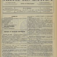 0381 - Page 369 - Sommaire / Chronique et nouvelles scientifiques. Hôpitaux de Paris / Facultés de médecine / Écoles de médecine / Guerre / Médaille des épidémies / Médailles de l'assistance publique / L'incident Mirman-Gaucher / Bureau de bienfaisance de Grenoble / Hôpital civil de Philippeville