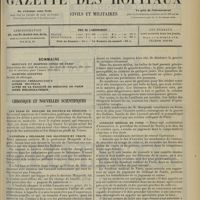 0397 - Page 385 - Sommaire / Chronique et nouvelles scientifiques. Les frais du diplôme de Docteur en médecine / D'Athènes à Belgrade par Salonique et Uskub / Syndicat médical de Paris
