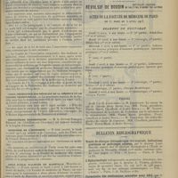 0447 - Page 435 - Sociétés savantes. La loi de trois ans et les étudiants en médecine / Une fédérative des médecins de la réserve et de l'armée territoriale / Distinctions honorifiques / Ministère de l'intérieur / Asile public d'aliénés de Maréville / Exercice illégal / Actes de la Faculté de médecine de Paris du 31 mars au 5 avril 1913. Examens de doctorat / Thèses / Bulletin bibliographique