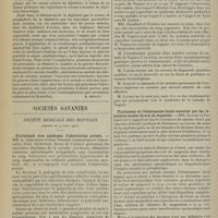 0470 - Page 458 - Actualités. La sérothérapie antidiphtérique. [M. Brelet] / Sociétés savantes. Société médicale des Hôpitaux. (Séance du 9 mars 1913). Erythrémie avec syndrome d'obstruction portale. MM. A. Chauffard et Jean Troisier / Traitement de l'hémispasme facial essentiel par les injections locales de sels de magnésie. MM. Claude et Fernand Lévy / Réaction puriforme, puis hémorragique du liquide céphalo-rachidien au cours d'un ramollissement cérébral embolique. MM. P. Abrami, C. Gautier et R.-J. Weissenbach