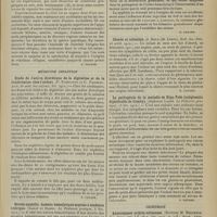 0487 - Page 475 - Analyses. Médecine. De l'excitation à distance de la motricité colique, applications à la physiologie et à la pathogénie. (Surmont et Dubus. Arch. des mal. de l'app. dig...). [B. Gayard] / Médecine infantile. Etude de l'action diurétique de la digitaline et de la théobromine chez l'enfant. (P. Nobécourt et G. Paisseau. Arch. de méd. des enfants...). [B. Gayard] / Hérédo-syphilis. Anémie hémolytique acquise à tendance ictérique. (Sablé et Danel. La Pédiatrie pratique...). [B. Gayard] / Chorée et infection. (J. Roux [de Canne]. Bull. soc. Péd...). [B. Gayard] / La pathogénie de la maladie de Riga-Fede (subglossite diphtéroïde de Comby). (Alphonse Labbé. La Pédiatrie pratique...). [B. Gayard] / Chirurgie. Anastomoses artério-veineuses. (Bertram M. Bernheim. Ann. Surg... ; Journ. Amer. Med. Assoc...) - Nouvelles contributions à la question de la réversibilité du courant sanguin. (H. Coenen, Münch. med. Woch...). [F. Gardner]