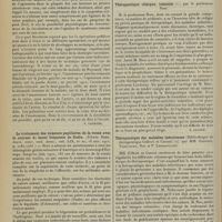 0488 - Page 476 - Analyses. Chirurgie. Anastomoses artério-veineuses. (Bertram M. Bernheim. Ann. surg... ; Journ. amer. med. assoc...) - Nouvelles contributions à la question de la réversibilité du courant sanguin. (H. Coenen, Münch. med. Woch...). [F. Gardner] / Le traitement des tumeurs papillaires de la vessie avec le courant de haute fréquence de Oudin. (Edwin Beer. Journ. amer. med. Assoc...). [F. Gardner] / Livres nouveaux. Thérapeutique clinique, infantile, par le Professeur Bosc. [B. Gayard] / Thérapeutique des maladies infectieuses. [Bibliothèque de thérapeutique Gilbert et Carnot], par MM. Garnier, Nobécourt, Noc et P. Lereboullet. [B. Gayard]