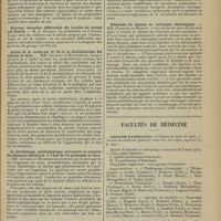 0533 - Page 521 - Sociétés savantes. Société de biologie. (Séance du 15 mars 1913). Le temps de saignement expérimental. M. P. Emile-Weil / Nouveau milieu végétal pour cultures microbiennes (agar au jus de carotte). M. A. Rochaix / Nouveau caractère différentiel des bacilles du groupe coli-Eberth. M. A. Rochaix / Action de la ricine sur la vie et la multiplication des cellules in vitro. MM. Levaditi et Mutermilch / La sérothérapie antidiphtérique préventive et curative des éléments cellulaires à l'état de vie prolongée in vitro. MM. Levaditi et Mutermilch / Vaccinothérapie de la fièvre typhoïde par le virus sensibilisé de Besredka. M. Boinet / Hémolyse sidérogène. MM. Chalier, Nové-Josserand et Boulud / Circulation pulmonaire au cours des hydro et pneumothorax. MM. Binet, Desbouis et Langlois / Rétention du chrome en technique histologique. MM. Policard et Regaud / Facultés de médecine. Concours d'agrégation