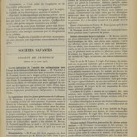 0553 - Page 541 - Revue générale. Congestions pulmonaires ; par MM. Victor Audibert et Jules Monges... II. Congestion pulmonaire passive. Oedème chronique du poumon / Sociétés savantes. Société de chirurgie. (Séance du 19 mars 1913). Contre-indication de l'emploi des antiseptiques avec l'usage de la teinture d'iode sur la peau. M. Walther / La laparotomie dans les plaies pénétrantes de l'abdomen. M. Rochard, à propos de la même communication de M. Ferraton / Hématométrie. M. Faure, sur deux observations adressées par M. Sikora / Goitre volumineux, thyroïdectomie, anévrisme de l'aorte. M. Sikora / Ostéite chronique hypertrophique. M. Lejars / Tétanos malgré l'injection préventive du sérum antitétanique. M. Potherat