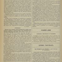 0568 - Page 556 - Analyses. Médecine infantile. Chorée de Sydenham avec symptômes nerveux organiques. (Grenet et Loubet. Bull. Soc. de Pédiat...). [B. Gayard] / Chirurgie. Section de la colonne antéro-latérale de la moelle pour douleurs rebelles et continues dues à des métastases cancéreuses comprimant les nerfs. (Edwin Beer. Journ. Amer. med. Assoc...). [F. Gardner] / Thérapeutique. Étude expérimentale du fer colloïdal électrique. (B.-G. Duhamel et G. Rebière. Presse méd...). [L. Gayard] / Formulaire. Entérites chroniques et diarrhées / Livres nouveaux. Les préjugés en art dentaire, par le Docteur E. Charézieux. [A. Gaullieur L'Hardy]
