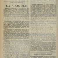0570 - Page 558 - Notes pour l'internat. La variole. (A suivre) / Bulletin bibliographique